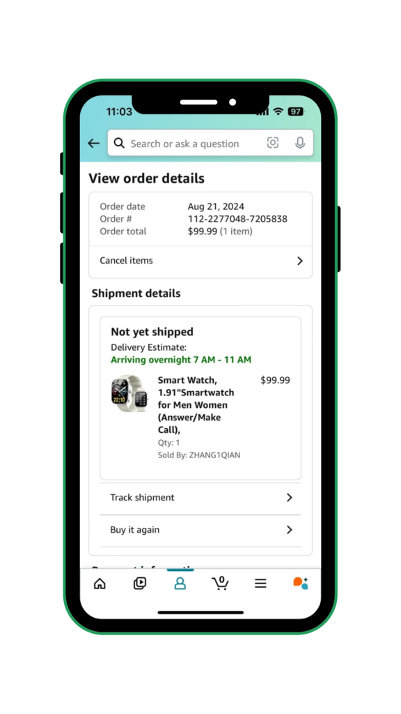 they place the order